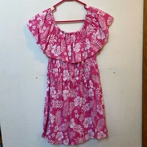 Vintage handmade romper hibiscus floral print